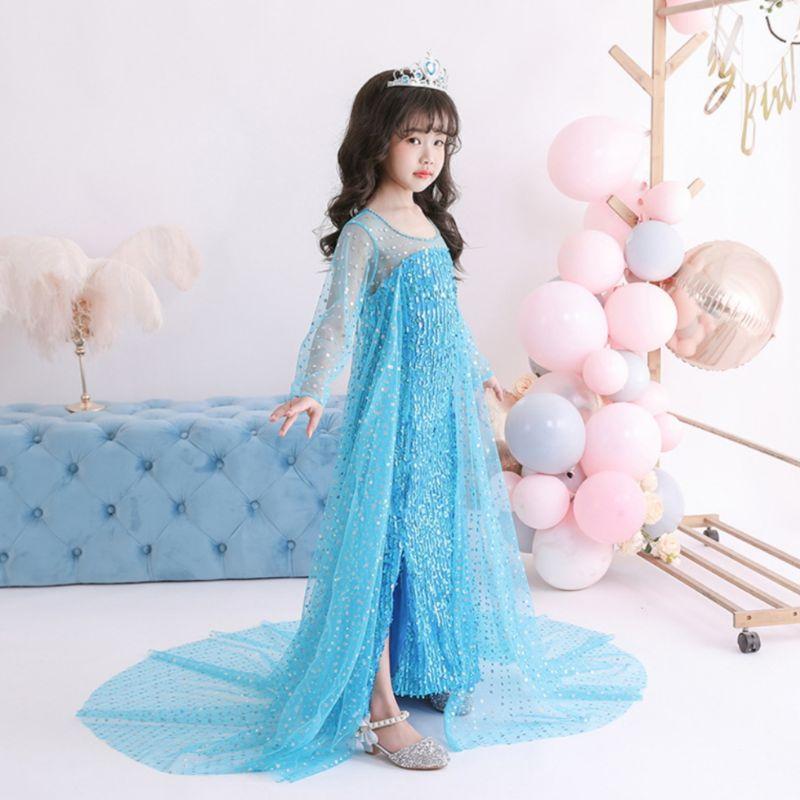 (Có Sẵn) Trang phục Nữ Hoàng Băng Giá Frozen dành cho bé gái, bộ váy đầm hoá trang công chúa Elsa cực kỳ xinh xắn