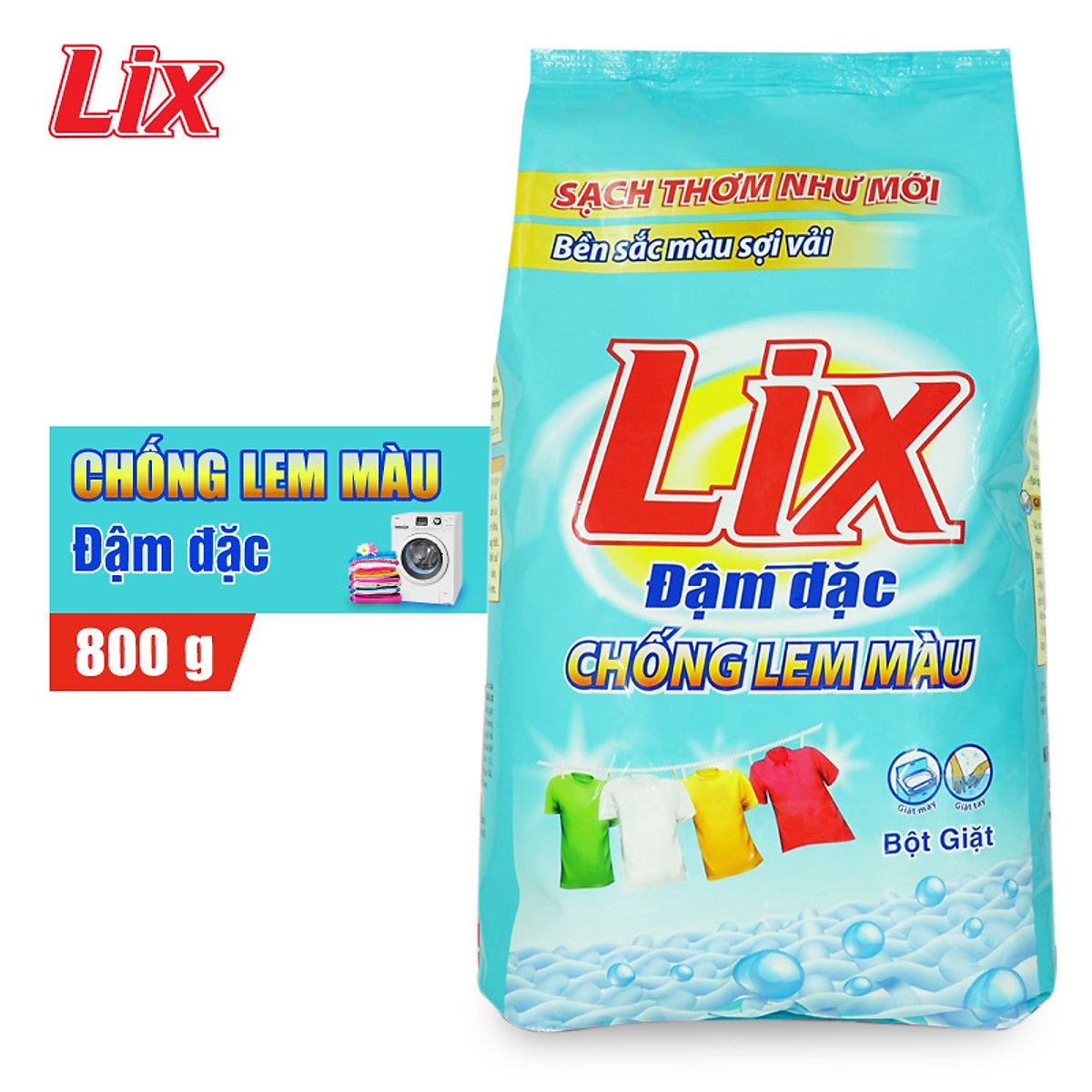 Bột giặt Lix chống lem màu 800g EM800 - Bền màu sợi vải