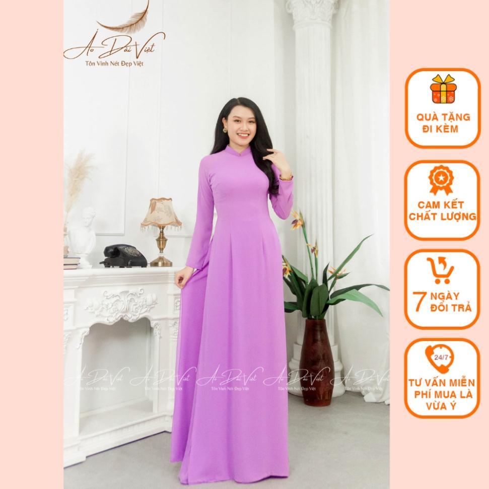 Áo Dài Trơn Tím Cà 4 tà Quần Lụa 2 Lớp Áo Dài Việt Chuẩn Phom Cam kết Chất Lượng
