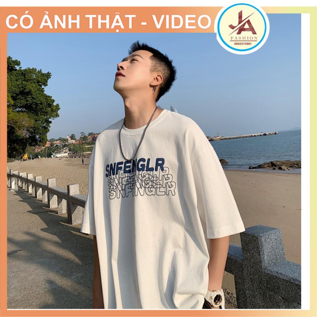 Áo thun tay lỡ in chữ SNFENGLR xanh form rộng , áo phông  nam nữ phong cách ulzzang hàn quốc JASHOP