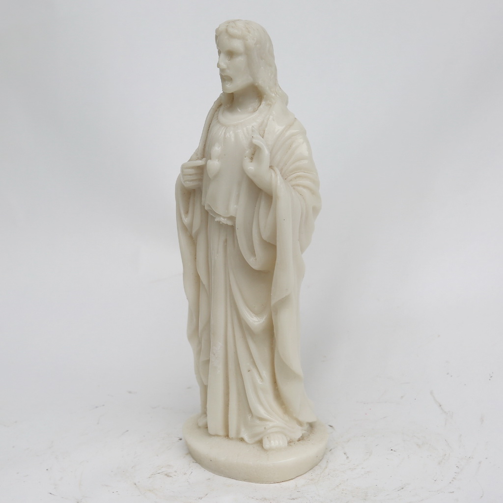 Tượng Chúa Jesus Giêsu Non Nước DSF-HR62 Bằng Đá Nhân Tạo Màu Trắng - Cao 25cm, kích thước nhỏ gọn, để xe ô tô, để bàn, trang trí phòng làm việc, phòng khách - Hàng đá mỹ nghệ  truyền thống