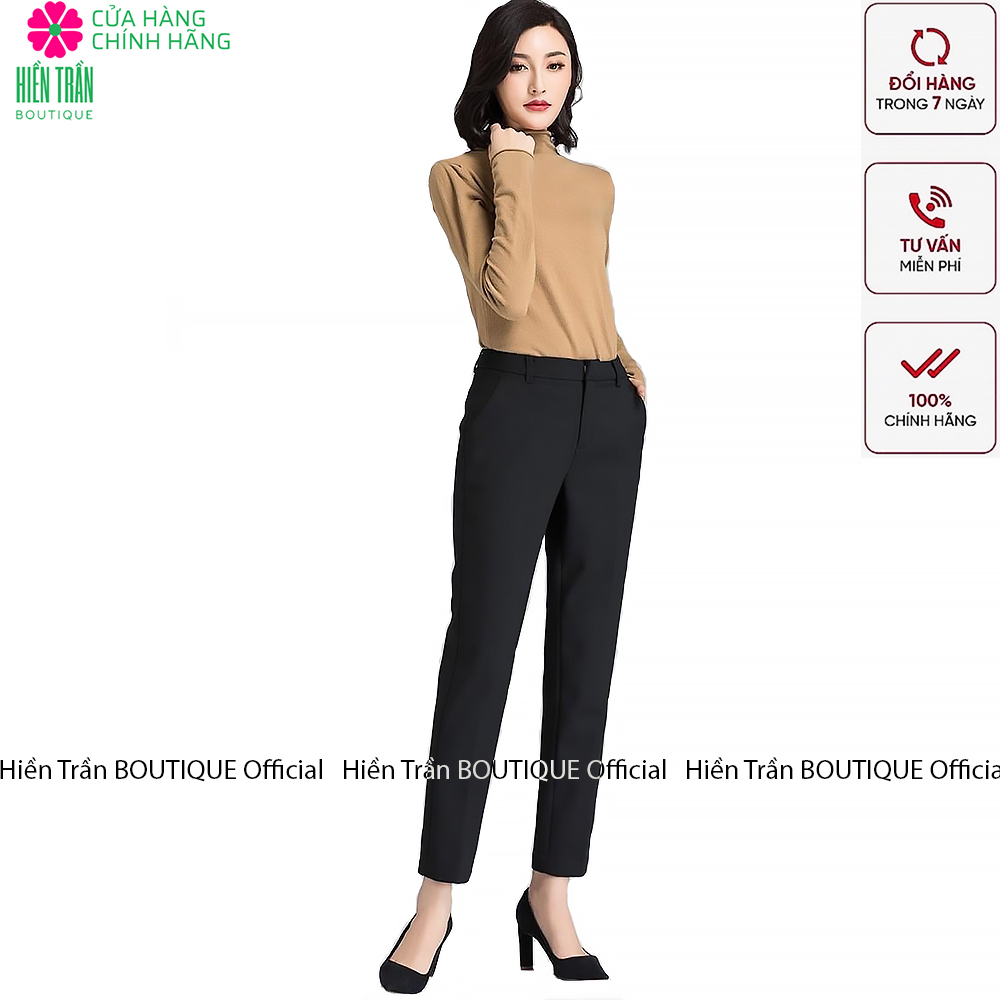 Quần âu nữ công sở Hiền Trần BOUTIQUE vải trượt Thái mềm mại, co giãn, tôn dáng chuẩn VNXK