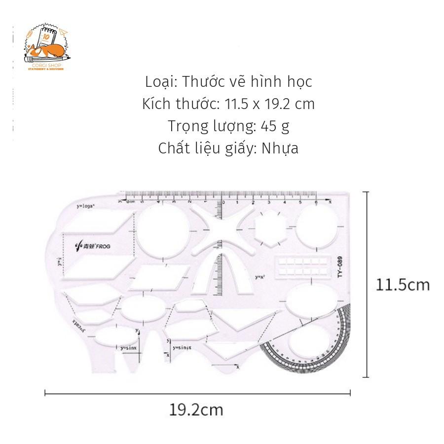 Thước nhựa trong vẽ kỹ thuật, hình học đa năng, dễ sử dụng