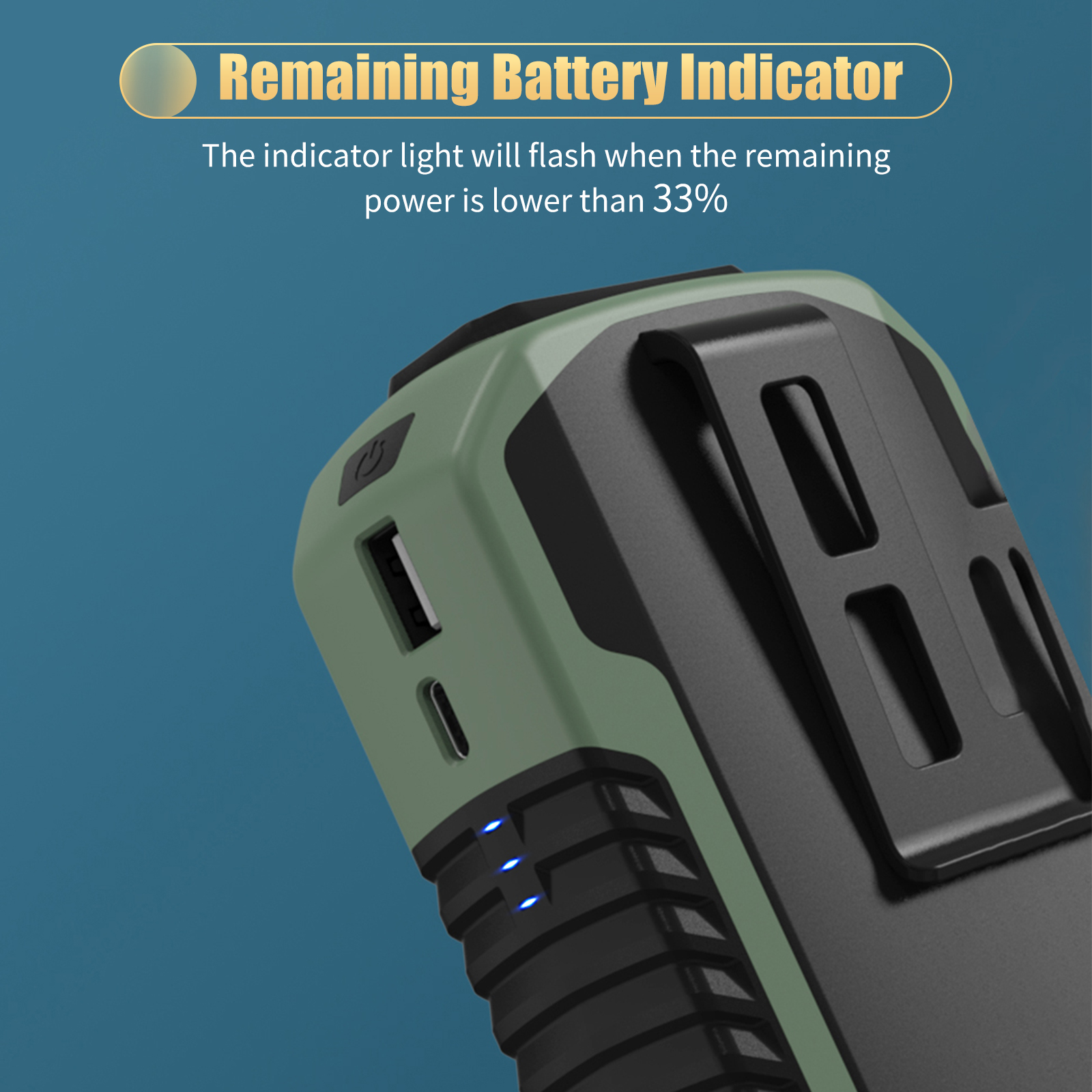 Quạt Kẹp Eo Đeo Cổ Nhỏ Với 3 Tốc Độ Kiêm Pin Sạc Dự Phòng 6000Mah