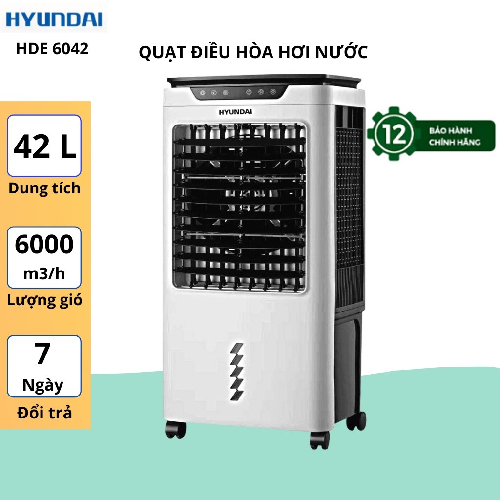 Quạt Điều Hoà Hơi Nước 42L Hyundai HDE 6042 Máy Làm Mát Thương Hiệu Hàn Quốc - Hàng chính hãng