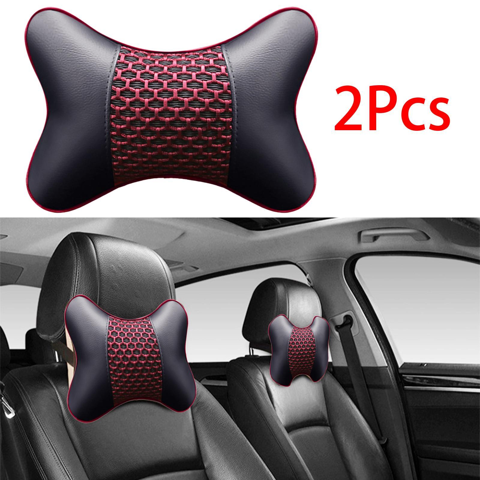 2 Headrest Artificial Leather Comfortable Car Pillow for Living Room