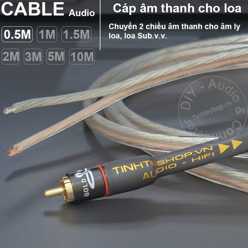 Cáp hoa sen nối tín hiệu âm thanh sang trạm Loa Sub Âm ly DIY- RCA audio cable to speaker station plug for Sub Amplifier