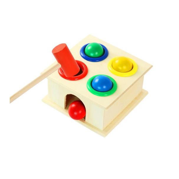 Đồ chơi hộp đập bóng búa gỗ và 4 bóng vui nhộn cho bé