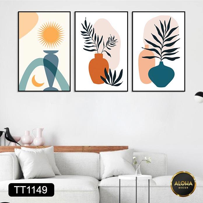 Set 3 tranh canvas treo tường tối giản tặng khung tranh trang trí - Tranh treo tranh nghệ thuật phòng khách, phòng ngủ