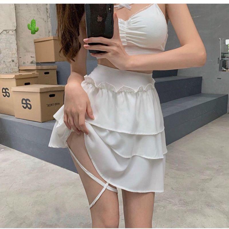 Chân váy 3 tầng dây xoắn chân