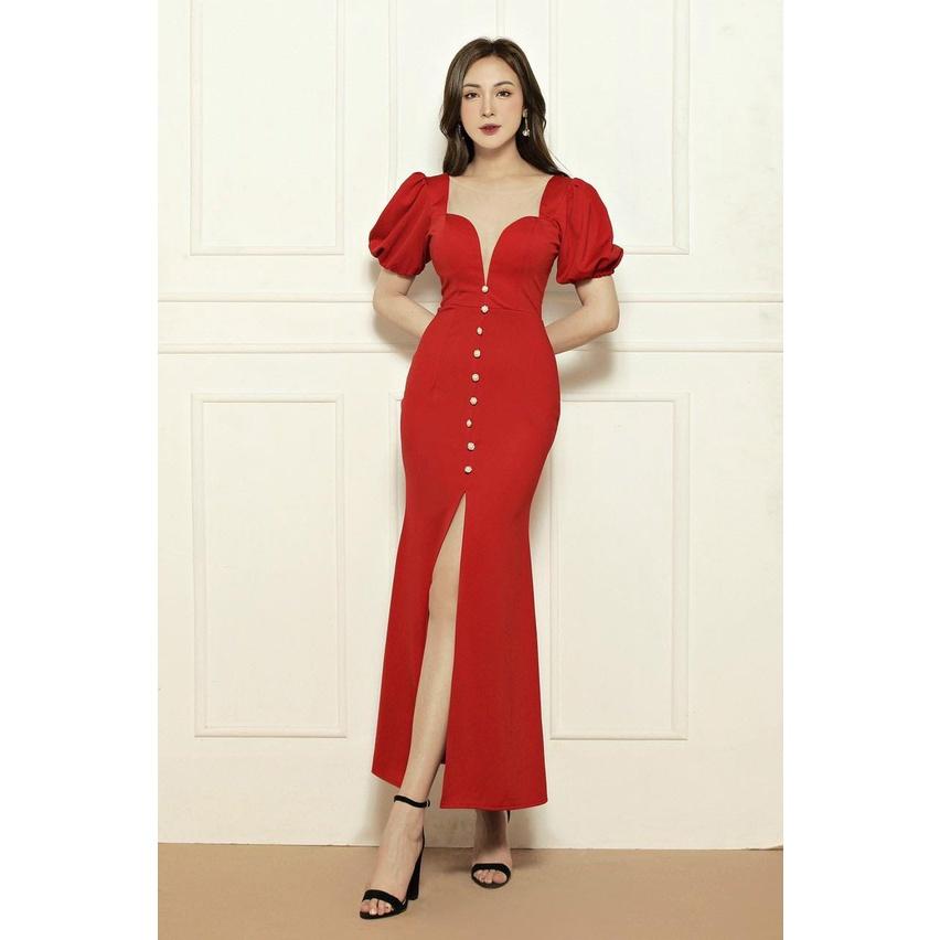 Đầm Body đuôi Cá đính nút xẻ trước