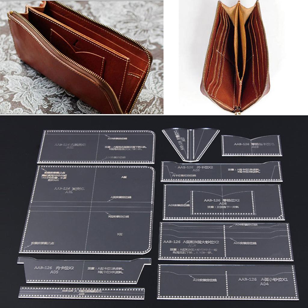 10pcs Acrylic Wallet Pattern Stencil Template Leather Crafts for Women Men