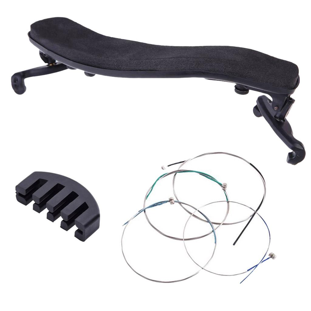 Violin Parts Shoulder Rest+Rubber Practice Mute+4 Strings for 3/4 4/4 Violins