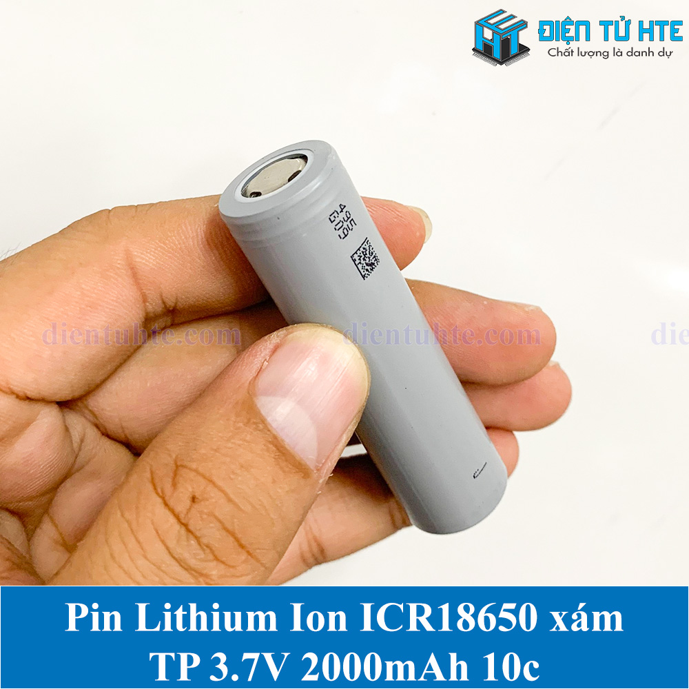 Pin Lithium Ion ICR18650 18650 2000mAh xả 10c 20A Xám