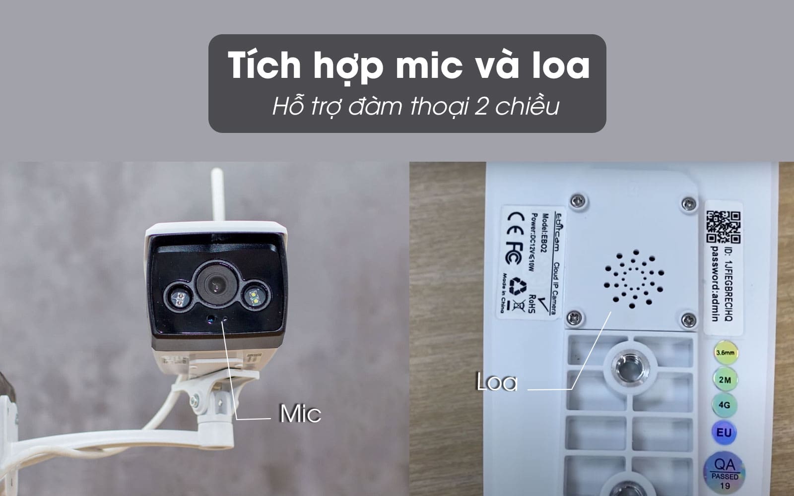 Camera Wifi quan sát ngoài trời dùng sim 4G Ebitcam EB02 Full HD 1080P - Hàng chính hãng