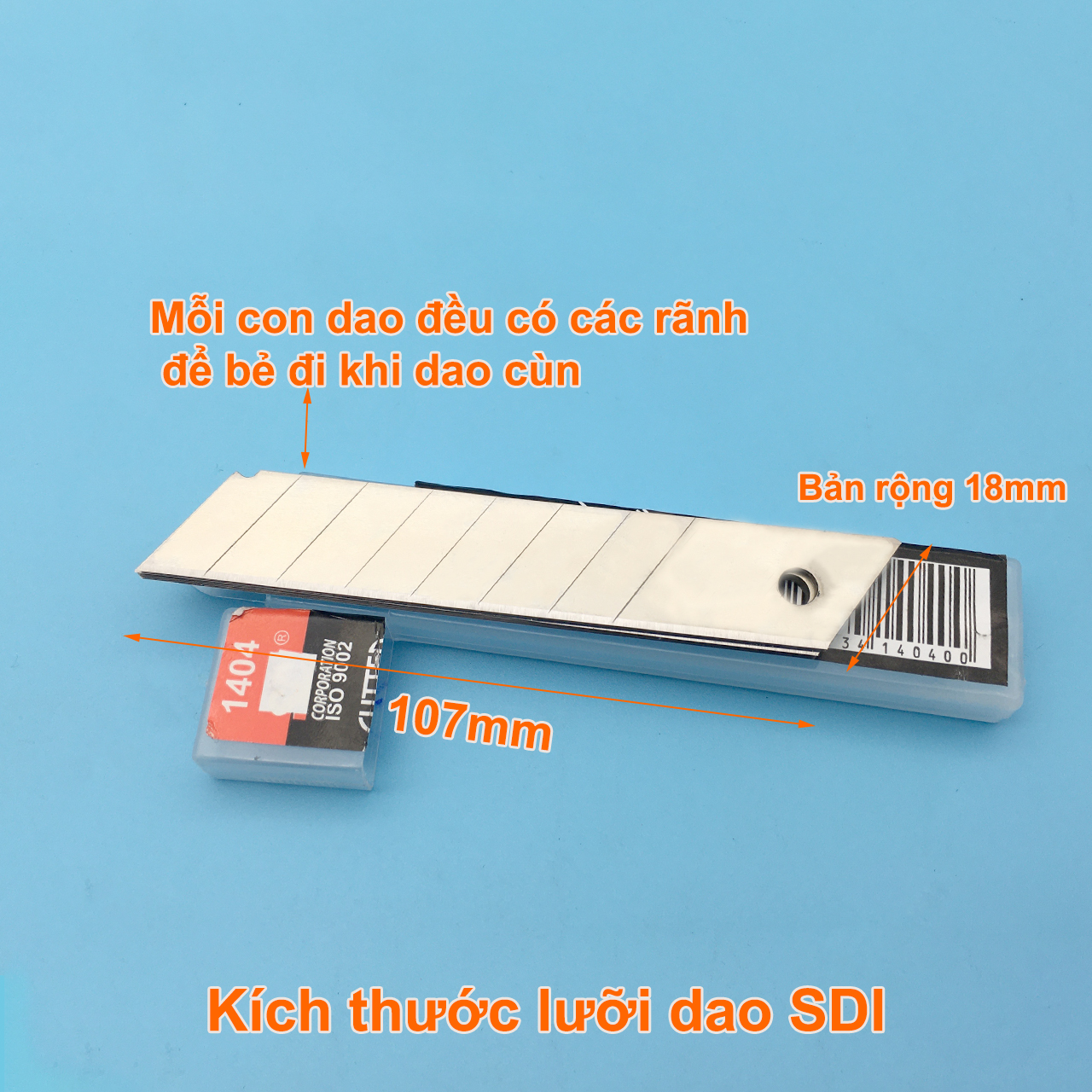 Bộ 5 Hộp 10 lưỡi dao rọc giấy thép SK5 khổ lớn 100x18x0.5mm SDI 1404