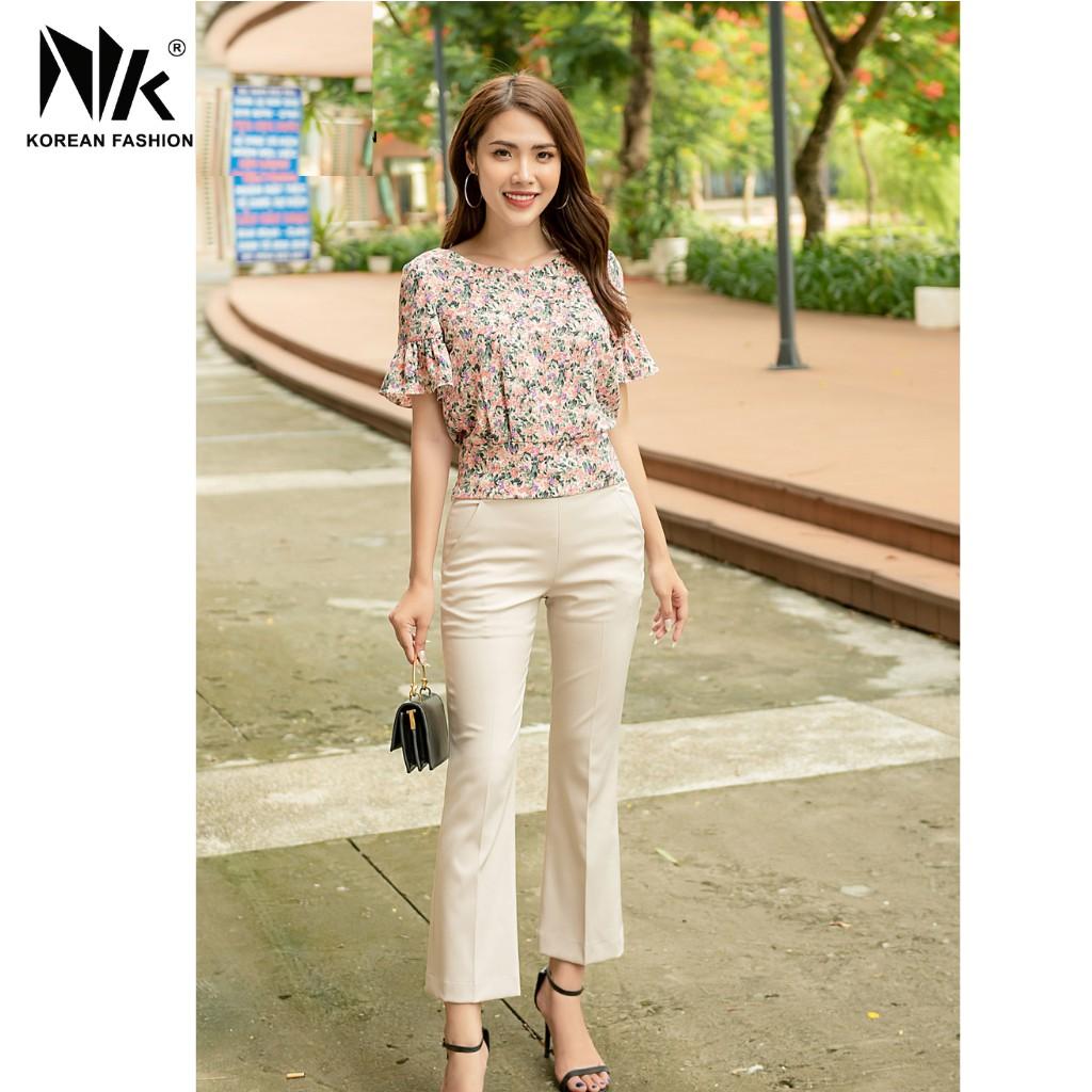 Quần Tây Nữ Công Sở NK FASHION Dáng Ôm Ống Loe Thắt Dây Đai NKQU2005001