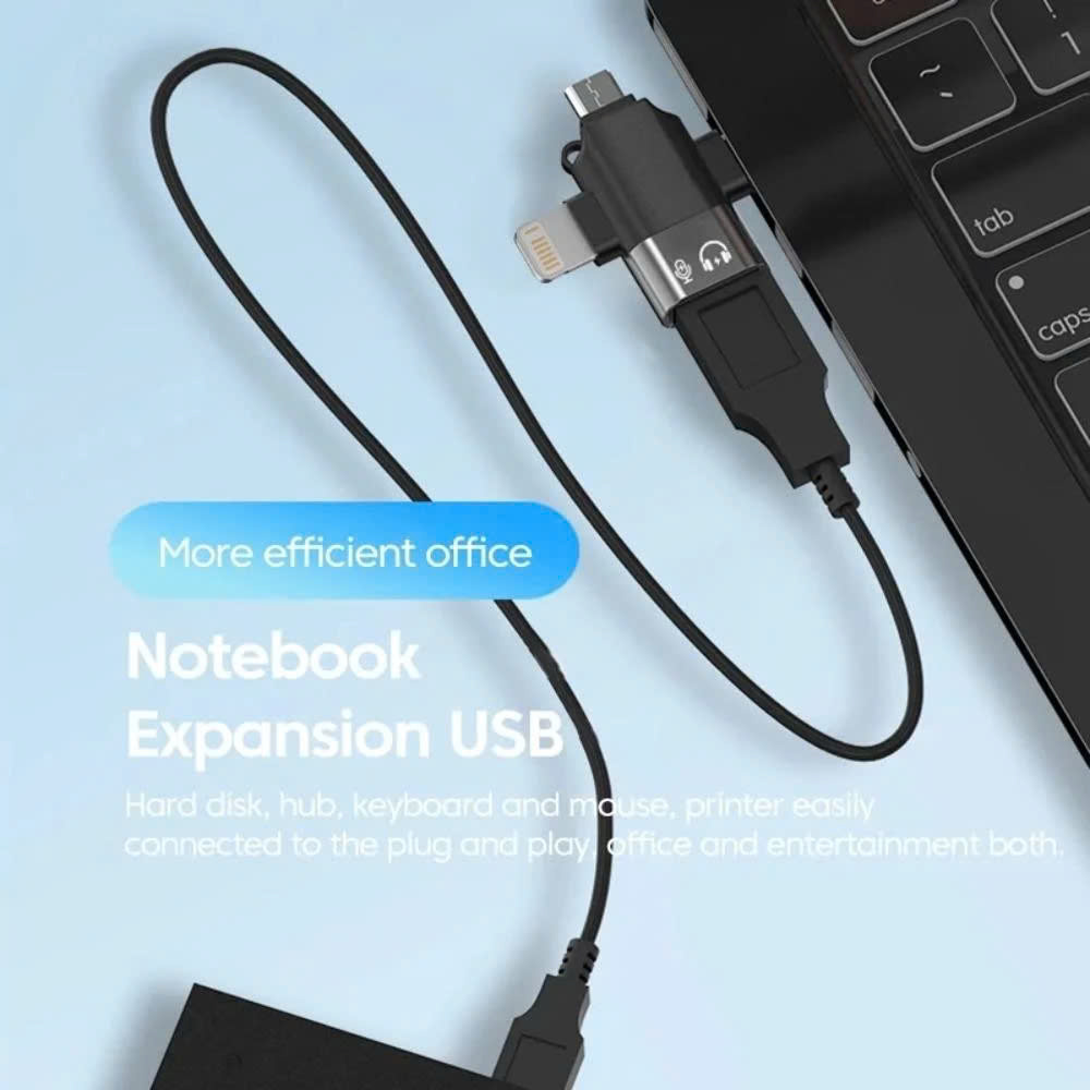 Đầu chuyển đổi 3 trong 1, Bộ chuyển đổi USB 3.0 Type C 3 trong 1, Đầu nối truyền dữ liệu Micro USB IOS OTG - Giao Màu Ngẫu Nhiên - Hàng Nhập Khẩu