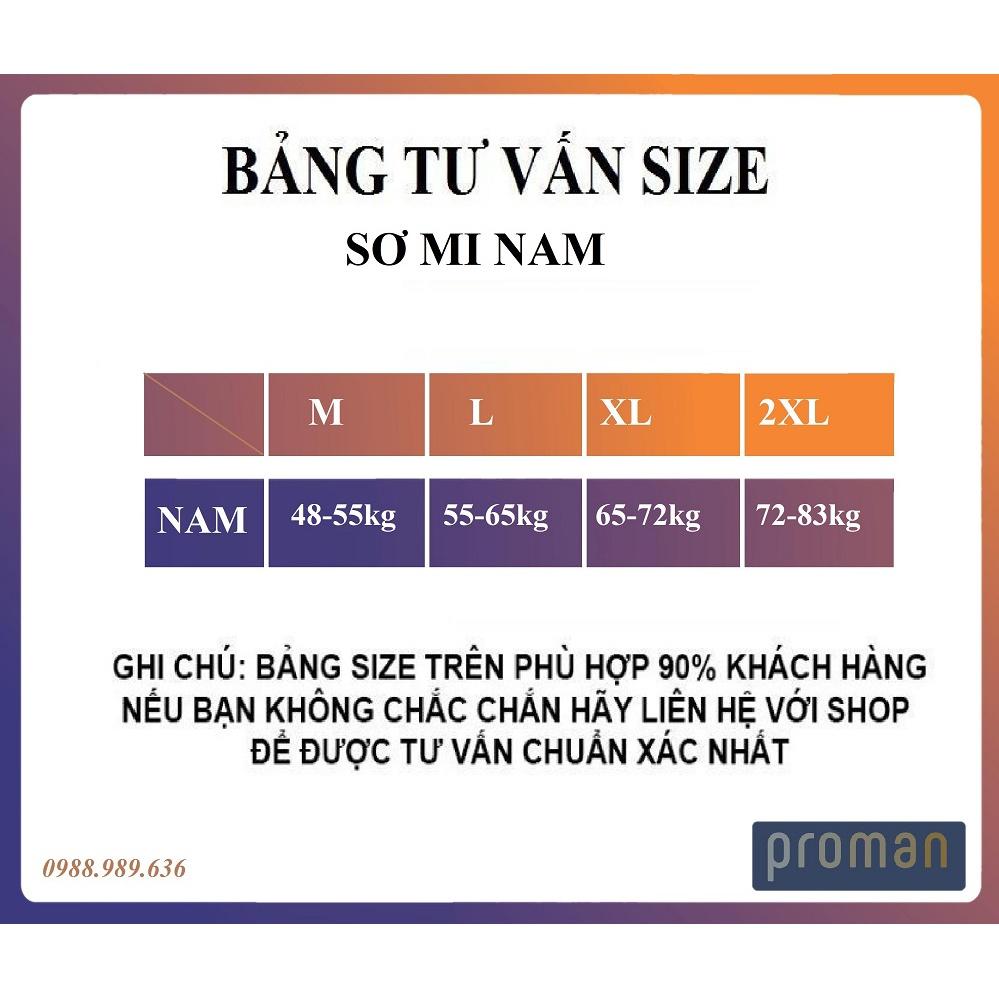 Áo sơ mi nam dài tay cổ bẻ dáng ôm Hàn Quốc, Áo sơ mi nam dấu cúc vải lụa thái cao cấp chống nhăn SM02 PROMAN