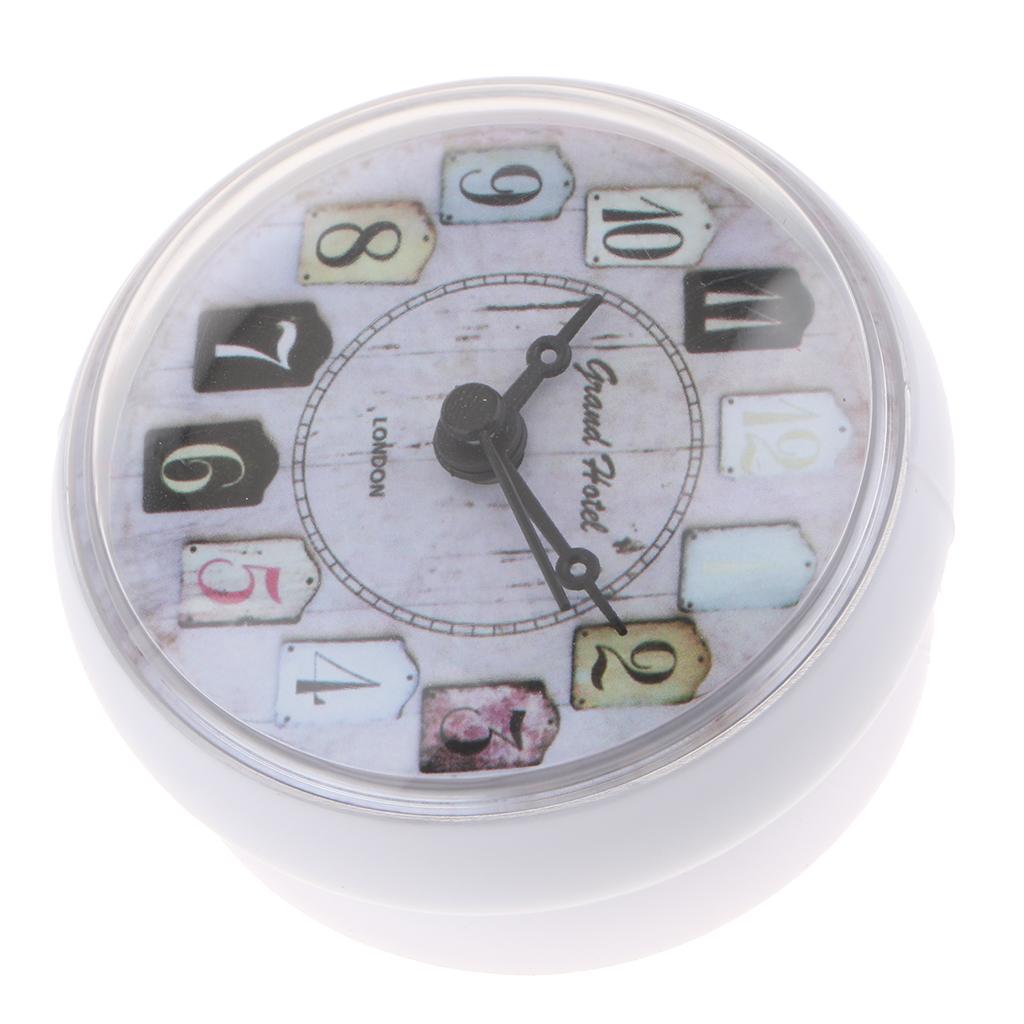 European Style Small Waterproof Round Clock for Bathroom Suction Up Mirror Window Clock, Pink/ White