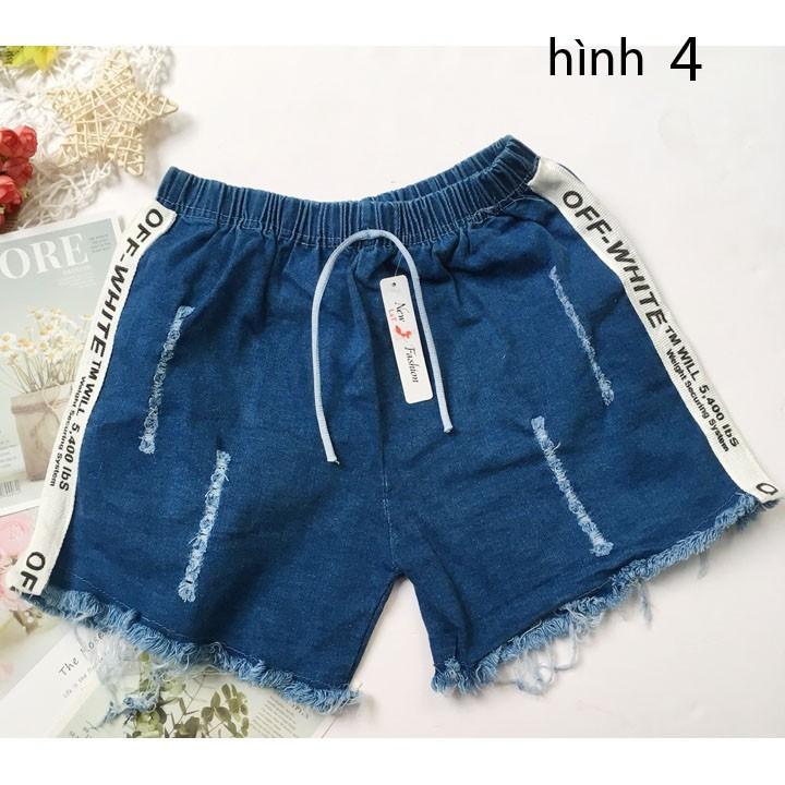 Quần đùi bé gái freesize từ 35-40kg quần short jean tua lai bầu wash rách - QG05