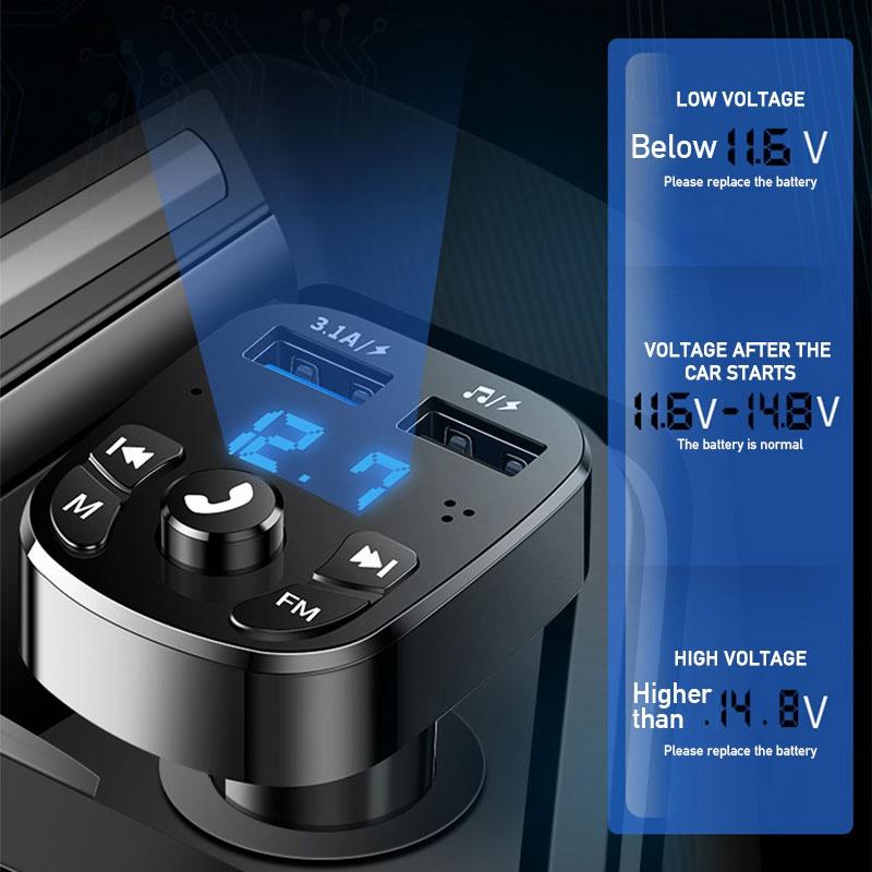 Máy nghe nhạc MP3 đài FM Bluetooth 5.0 kiêm tẩu sạc QC 3.0 cho điện thoại Android/iOS trên xe hơi