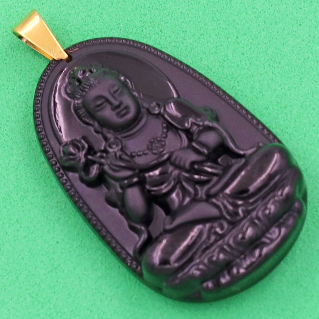 Mặt Phật Đại Thế Chí Bồ Tát thạch anh đen 4.3cm