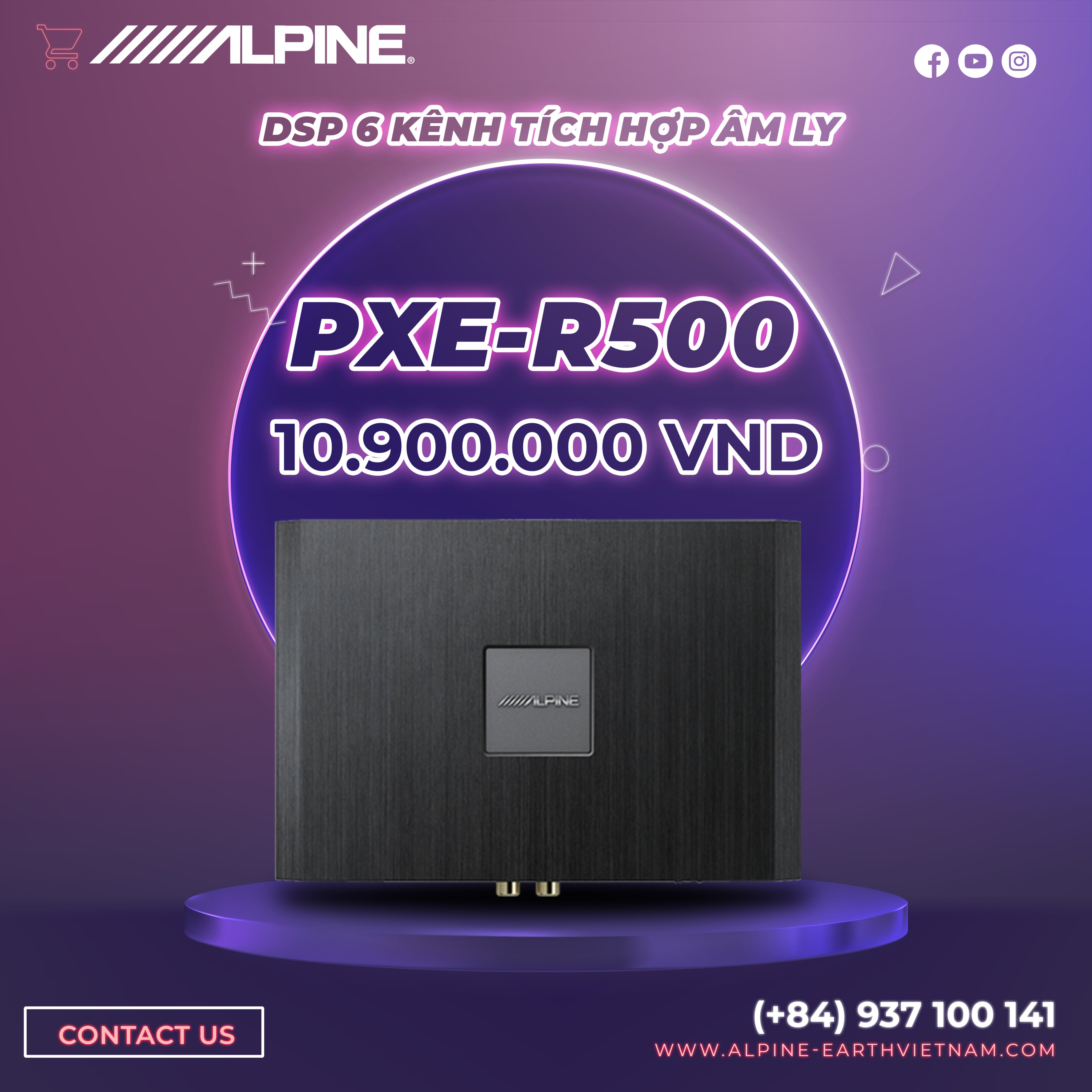 PXE-R500 Bộ xử lý DSP 6 kênh tích hợp Amply chính hãng Alpine