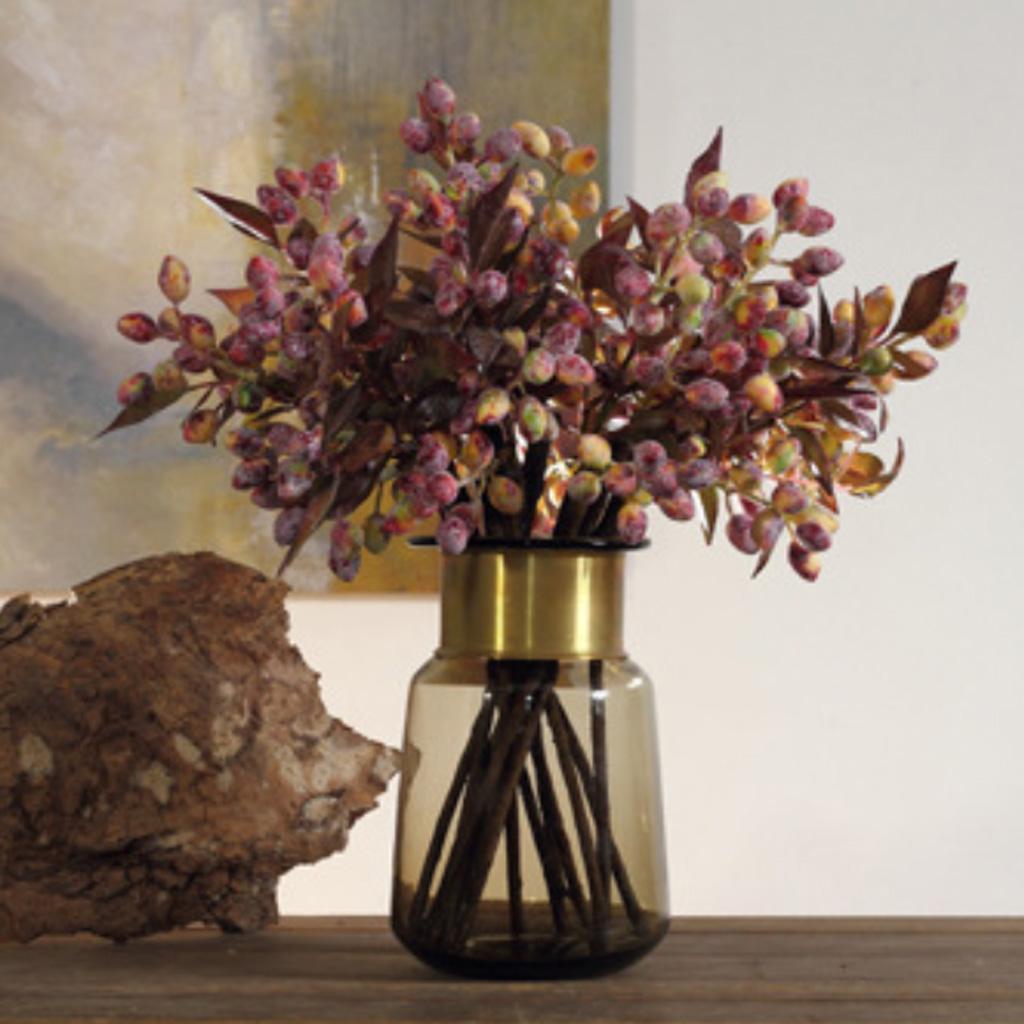 2X Artificial Plant Flower Olive Fruit Berries Bouquet Home Decor White Pink