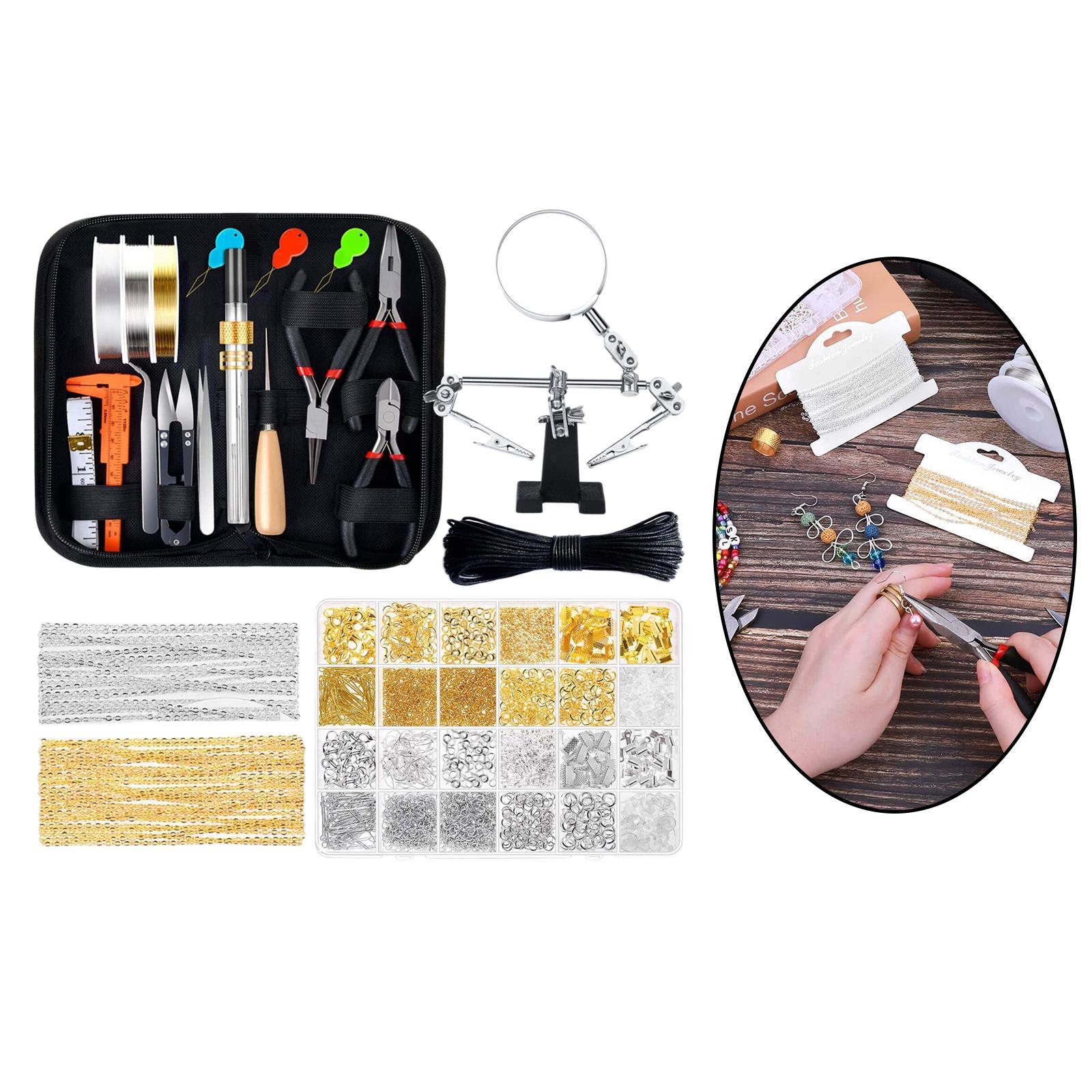 Jewelry Making Pilers Tweezers Tools Kit with Zipper Storage Case for Jewelry Crafting and Necklaces Bracelets Accessories Repair