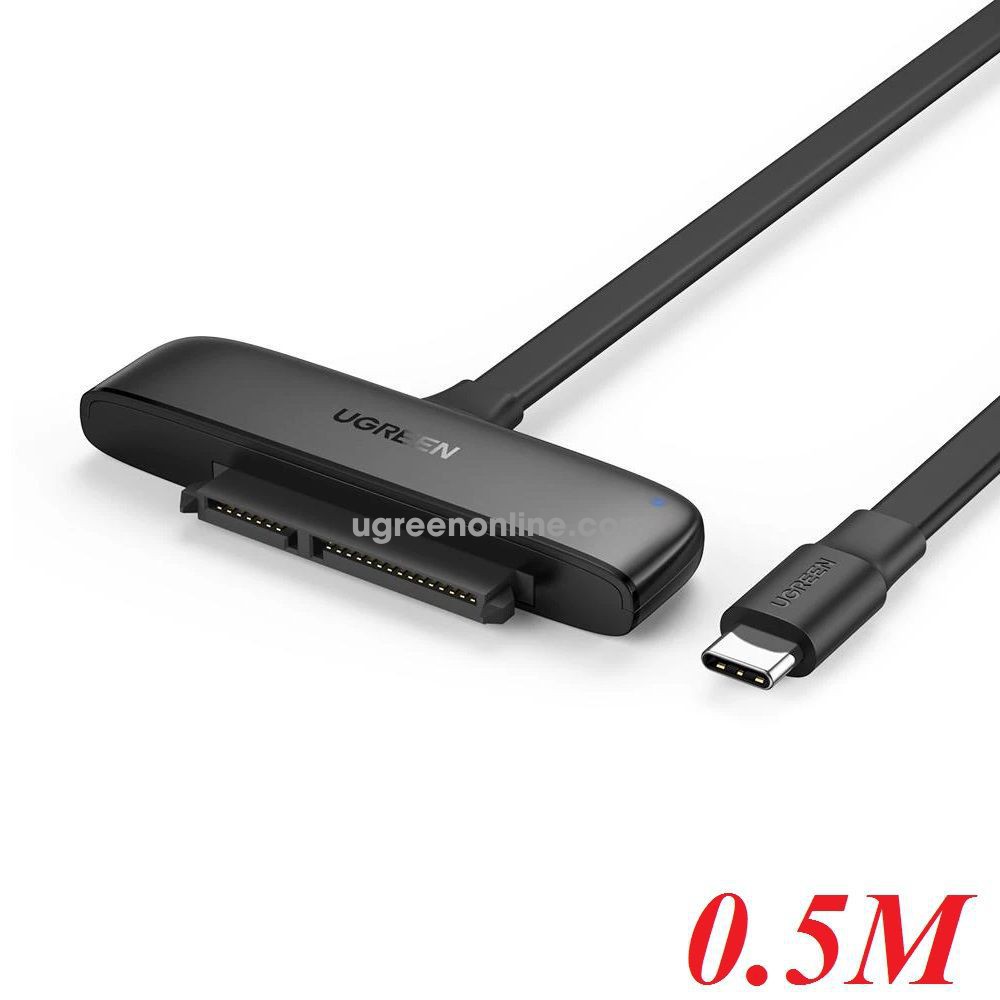 Đọc ổ 2.5 inch SATA ra USB type C 0.5M màu đen Ugreen 70554 CM - Hàng chính hãng