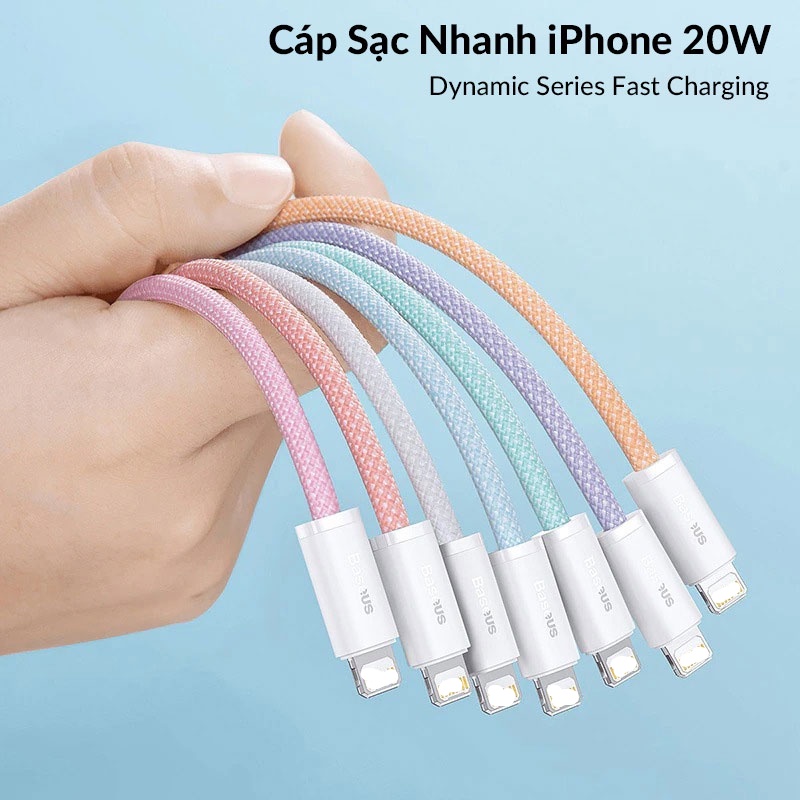 Cáp điện thoại iPhone 20W Dynamic Series Type C  to Light.ning - Baseus Tungsten Gold Fast Charging Data Cable, Dây Cáp Bện Nylong Chống Đứt Cáp - Hàng chính hãng