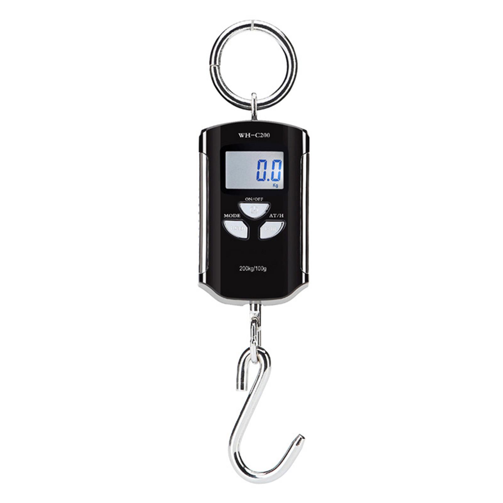 Digital Hanging Scale 200kg/ 440lb Portable Crane Scale LCD Backlight Steel Hook Scales for Farm Fishing Hunting Food Market Outdoor Work
