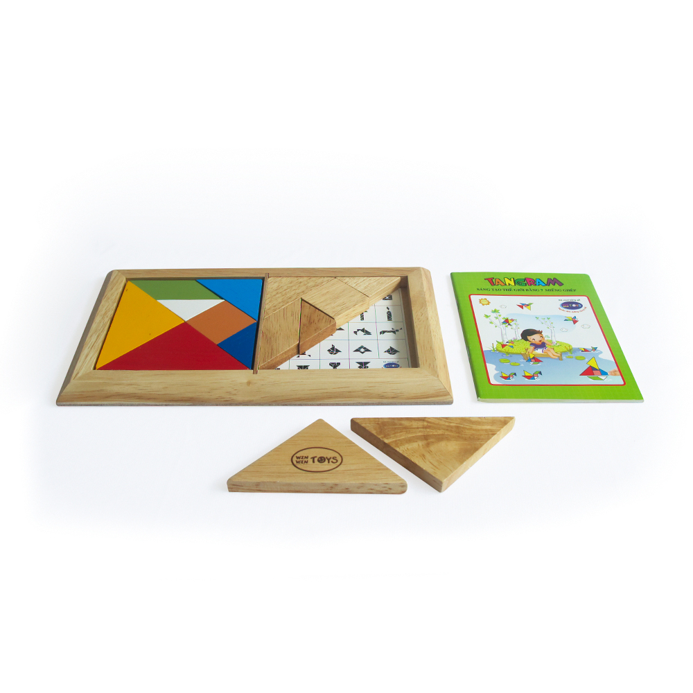 Đồ chơi trí uẩn 7 mảnh, Tangram đôi, đơn - Đồ chơi gỗ Winwintoys