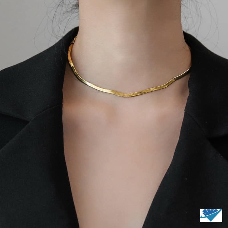 Dây chuyền nữ Choker bản dẹp chất liệu bạc Ý MS16c