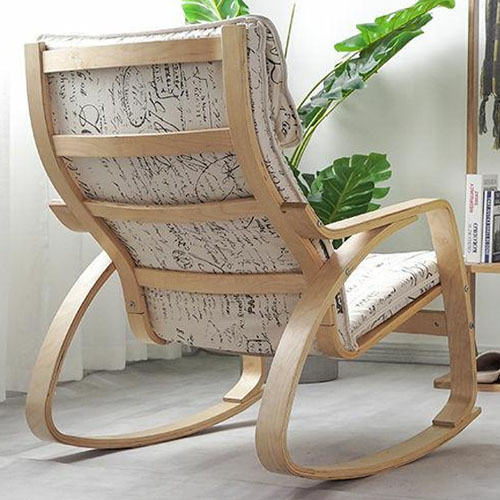 Ghế thư giãn gỗ bạch dương cao cấp, ghế lười bập bênh nghỉ ngơi đọc sách báo