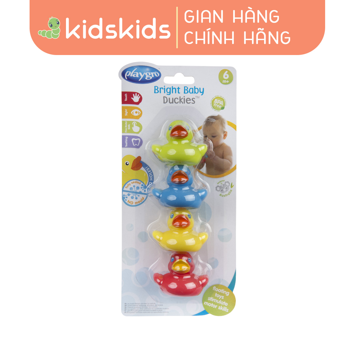 Đồ Chơi Tắm Đàn Vịt Con Rực Rỡ Duckie Playgro, Cho Bé Từ 6 Tháng