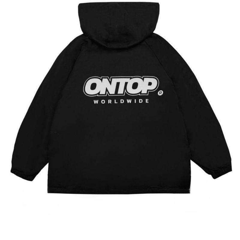 Áo khoác dù local brand ONTOP Worldwide màu đen, có mũ