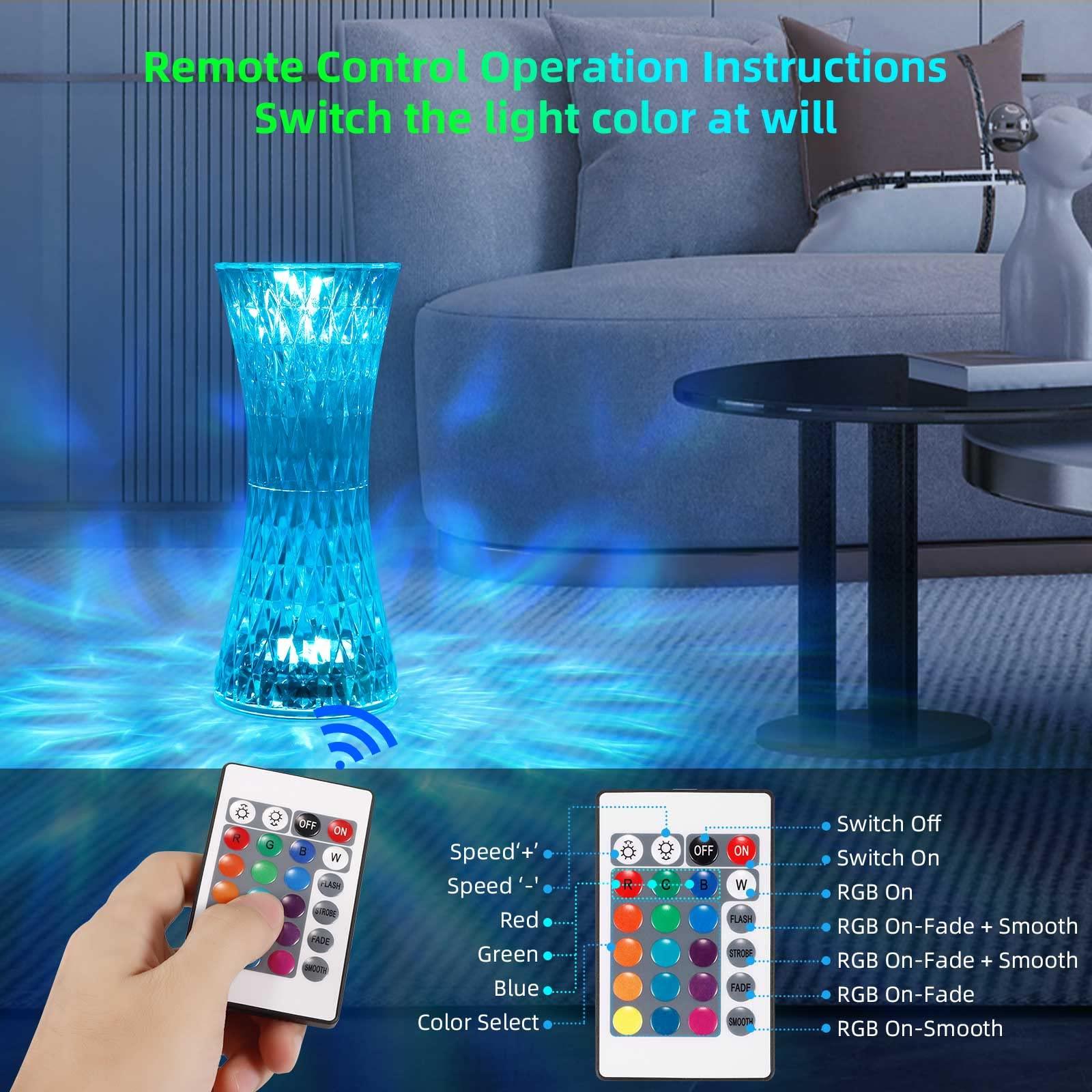 Đèn bàn Diamond, 16 màu 4 Đèn kim cương màu hồng Modi với điều khiển từ xa, USB LED LED đèn ngủ lãng mạn cho phòng khách Bữa tiệc