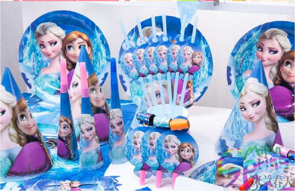 Sét trang trí sinh nhật 16 món  đầy đủ cho bé gái chủ đề công chúa ELSA