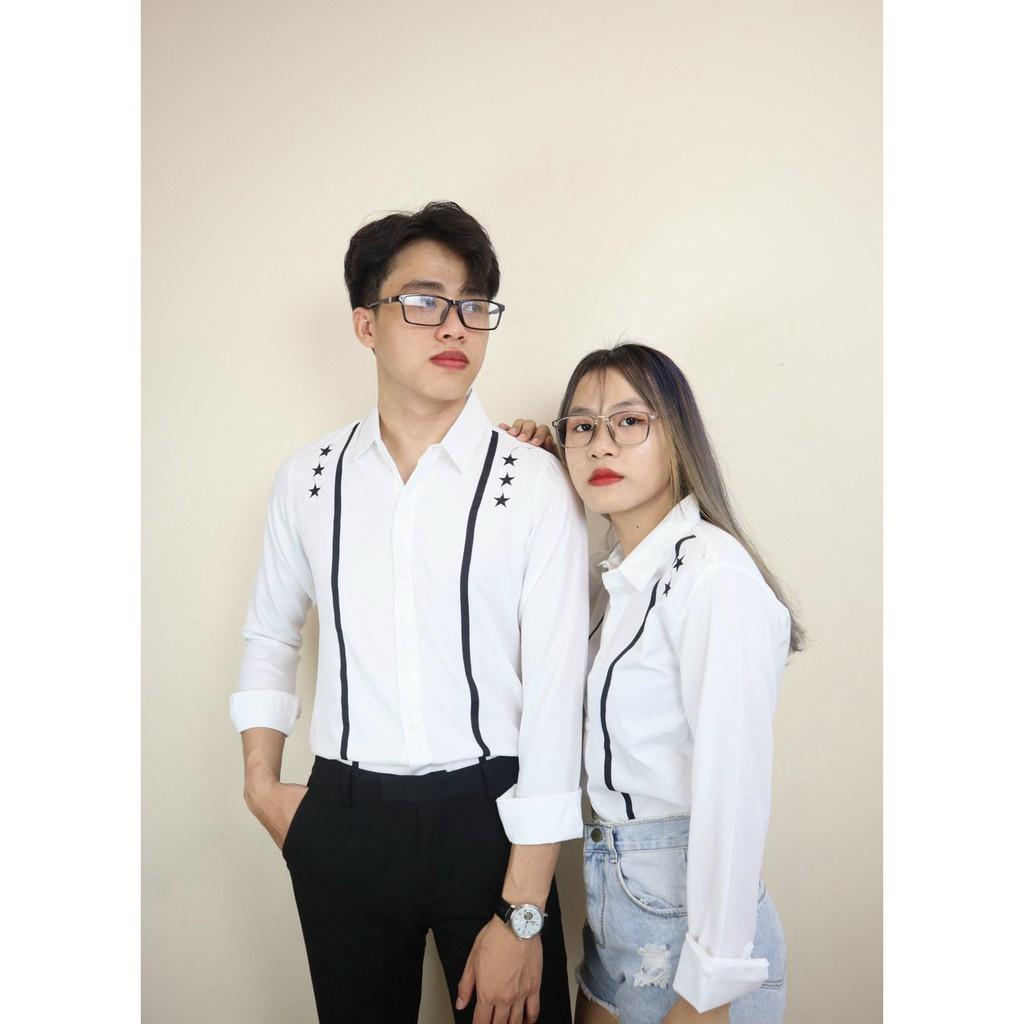 Áo sơ mi in thêu dài tay nam nữ cực đẹp