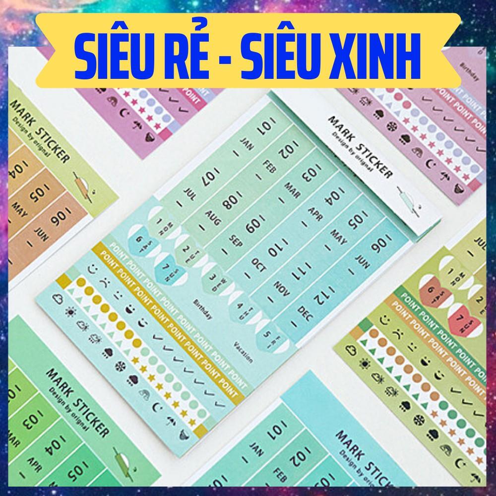 sticker đánh dấu thứ ngày tháng - trang trí sổ tay, sổ nhật ký