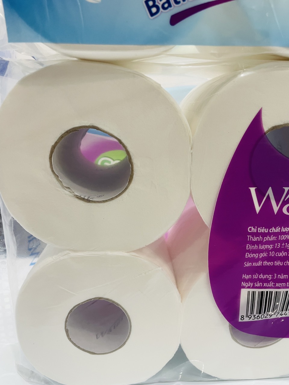 Giấy vệ sinh WATERSILK ECO 36M (R) Có Lõi 3 Lớp siêu dai mịn 1.5Kg - 100% Bột giấy nguyên sinh - Hàng chính hãng.
