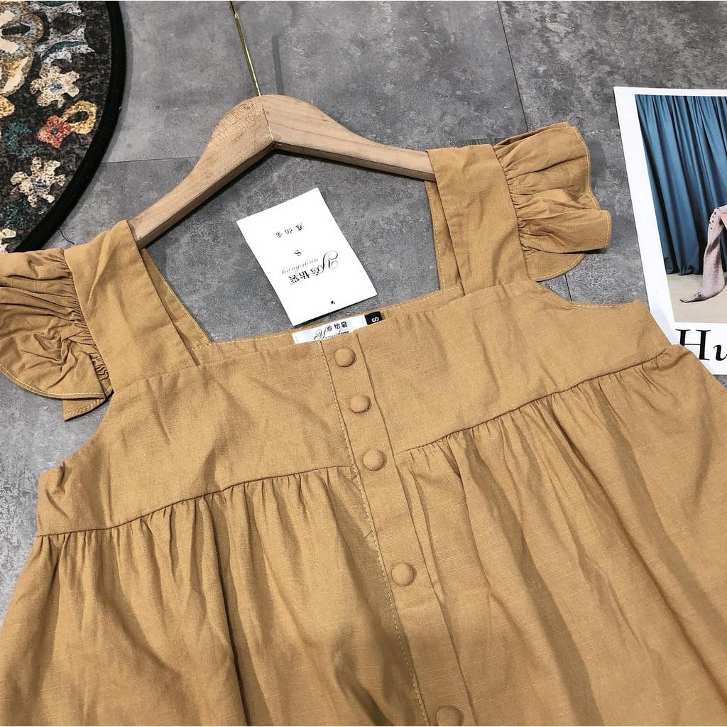 Áo tiểu thư tay bèo cúc bọc xinh