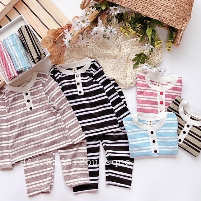 Bộ cotton len dài tay cho bé trai bé gái 8-18kg cực đẹp