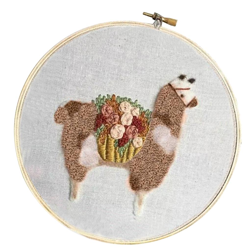 2 Set Embroidery Starter Kit with Pattern Cross Stitch Kits - Cute Alpaca