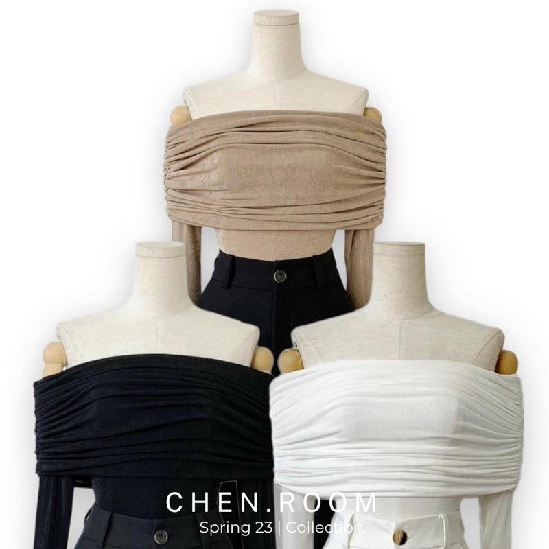 Chen.room Áo trễ vai Tina xếp nhúm đơn giản sang trọng, áo dự tiệc