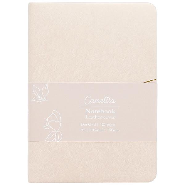 Sổ Da Bìa Mềm Camellia A6 - Không Kẻ Có Chấm - 120 Trang 100gsm - The Sun - Almond