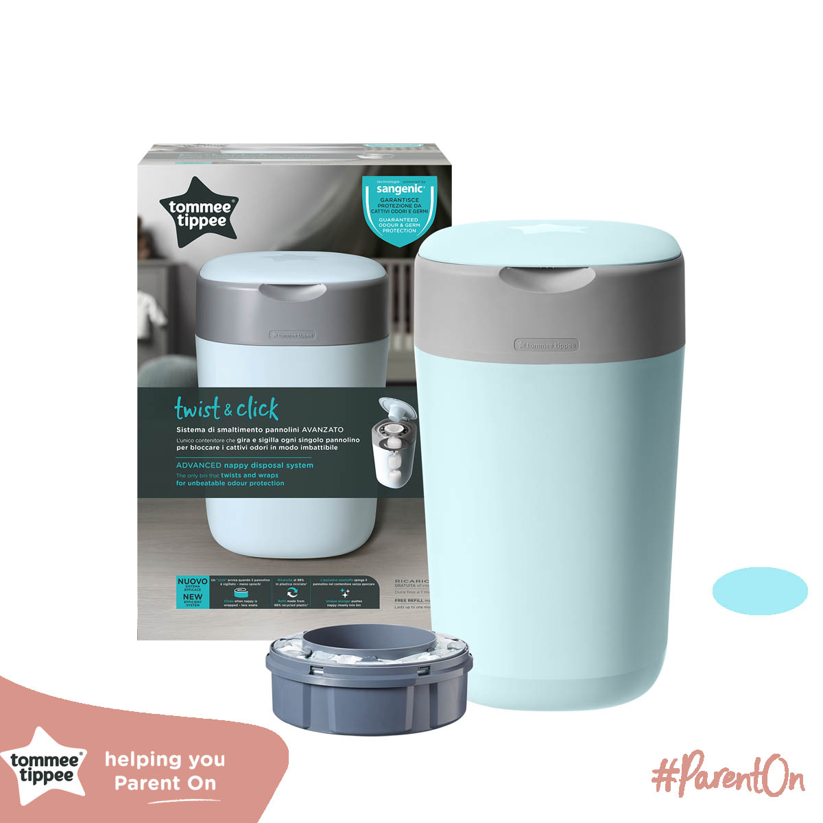 Thùng xử lý tã cho bé Tommee Tippee - Twist &amp; Click - Xanh dương