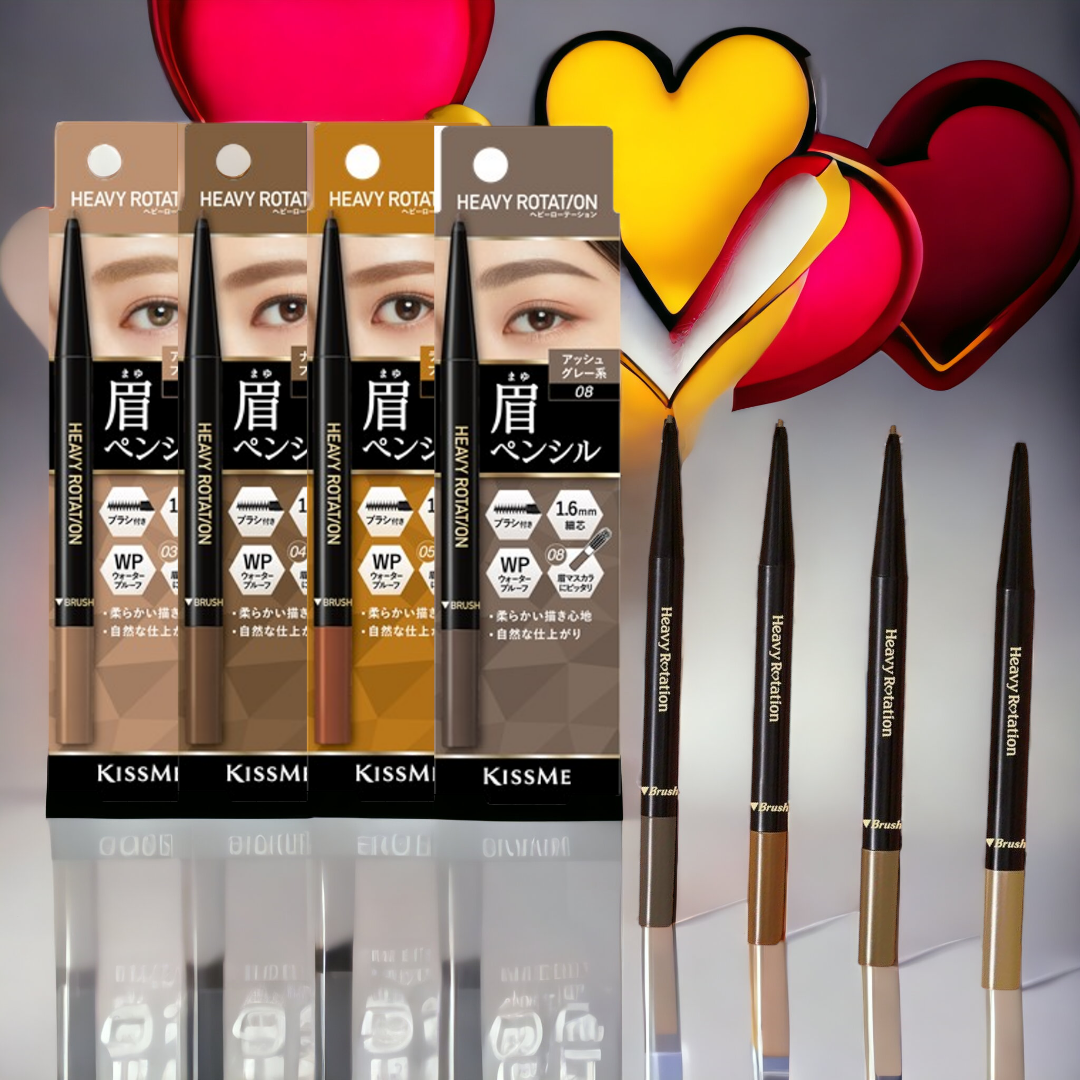 Bút Chì Sáp Kẻ Lông Mày Chống Trôi Lõi Siêu Mịn Kissme Heavy Rotation Eyebrow Pencil (0,09g)